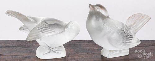 Two Lalique frosted glass birds