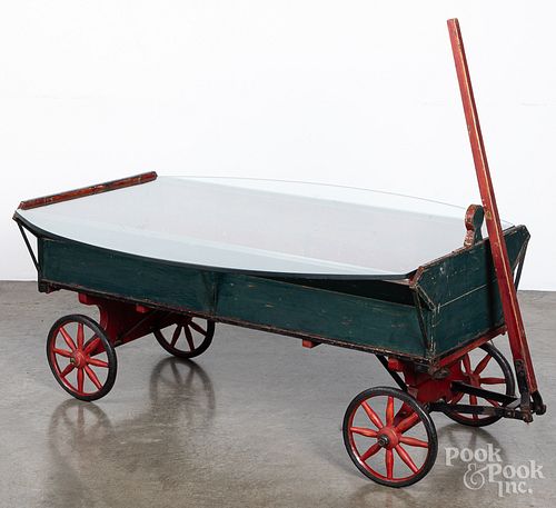 Painted wagon coffee table, 19th c.