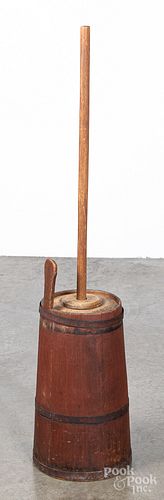 Red painted butter churn, 19th c.