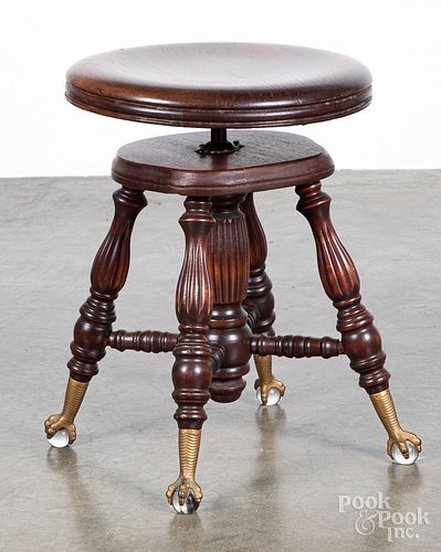 Chas. Parker Co. piano stool, 19" h.