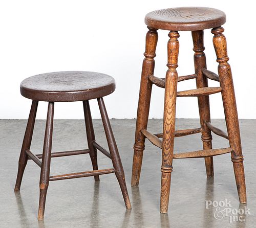 Two splay leg stools, 19th c.