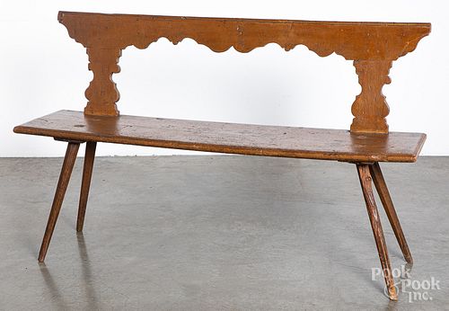 Painted Moravian style bench, 18th c.