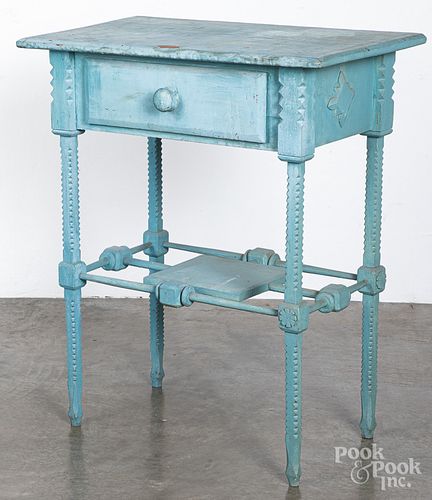 Painted pine work table, ca. 1900