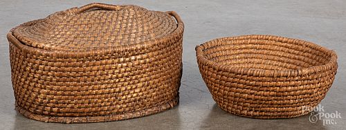 Two Pennsylvania rye straw baskets, 19th c.
