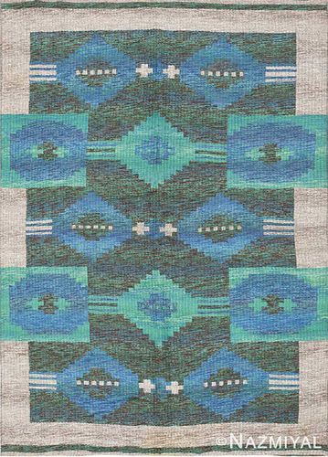 Vintage Double-sided Swedish rug , 4 ft 5 in x 6 ft 3 in (1.35 m x 1.9 m)