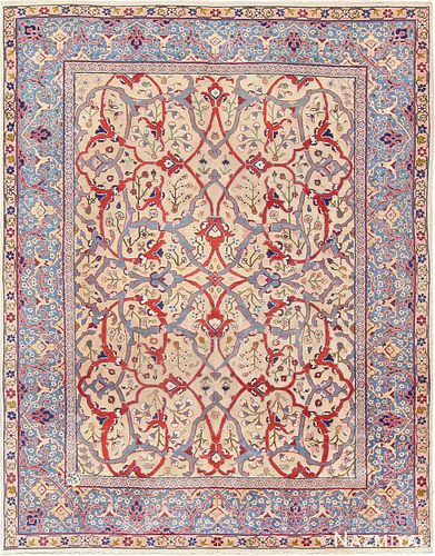 Antique Persian Tabriz carpet , 7 ft 10 in x 10 ft 2 in (2.39 m x 3.1 m)
