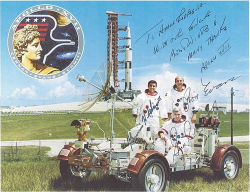 A GROUP OF SIX NASA PRINTS, APOLLO 17, CREW SIGNED, ORANGE SOIL, CIRCA 1972,