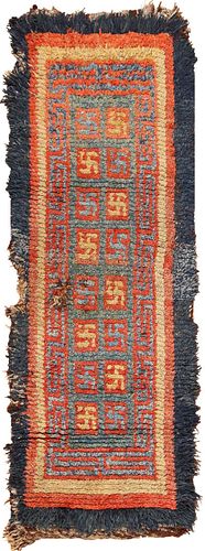 19TH Century Wongdom Tibetan rug , 2 ft 8 in x 8 ft (0.81 m x 2.44 m)