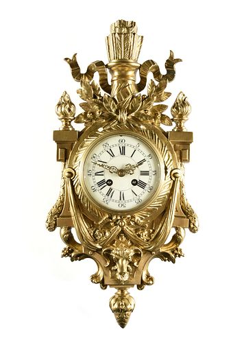 A LOUIS XVI STYLE GILT BRONZE CARTEL CLOCK, JAPY FRERES, CLOCKWORKS, CIRCA 1880,