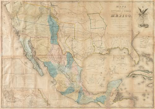 A LATE MEXICAN-AMERICAN WAR ERA MAP, "Mapa de los Estados Unidos de Mejico, Revised Edition," JOHN DISTURNELL, NEW YORK,1848-1850,