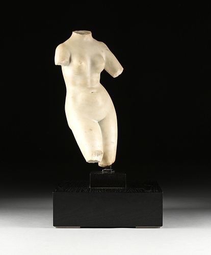 A ROMAN STYLE MARBLE TORSO OF VENUS, AFTER THE APHRODITE OF MENOPHANTOS, POSSIBLY 1ST-4TH CENTURY AD,