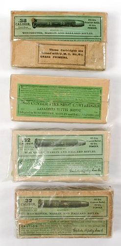 Lot of Four Two-Piece Winchester Green Label Box Cartridges 