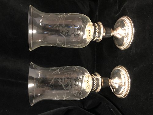 Birks Sterling silver Candle Holders with Hurricane Glass for sale from ...