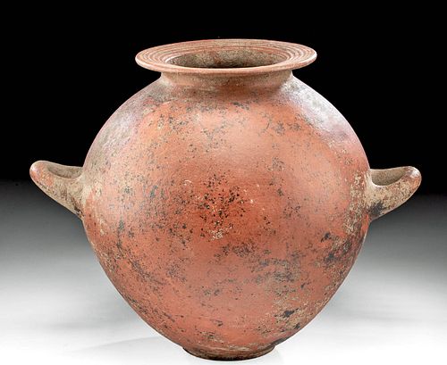 Large Etruscan Redware Pottery Stamnos