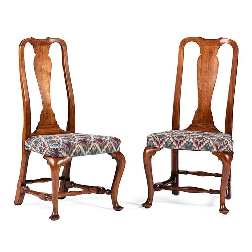 Two Boston Queen Anne Walnut Side Chairs