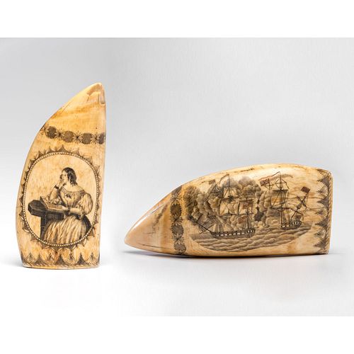 A Banknote Engraver Scrimshaw Whale's Tooth