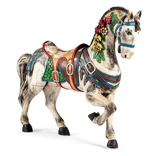 A Carved and Painted Pine Carousel Horse