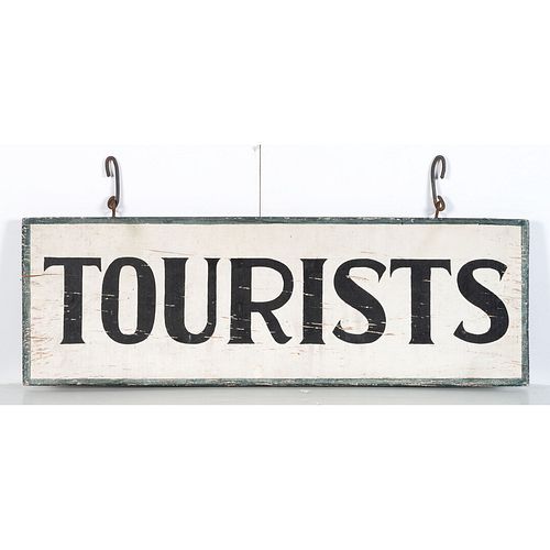 A Painted Wood Double Sided 'Tourists' Sign