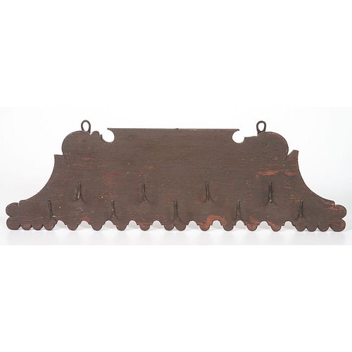 A Pine and Wrought Iron Hanging Meat Rack in Old Paint
