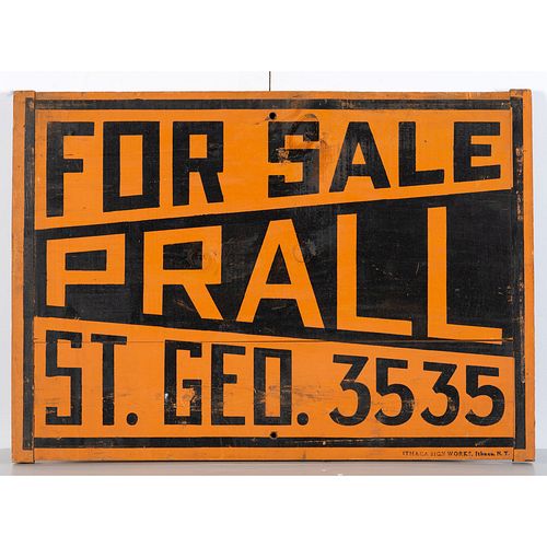 A Painted Wood 'For Sale' Sign by <i>Ithaca Sign Works</i>