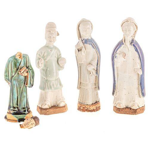 Four Chinese Glazed Earthenware Figures