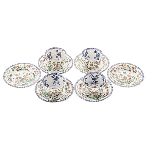 Chinese Export Famille Verte/ Blue Cups & Saucers