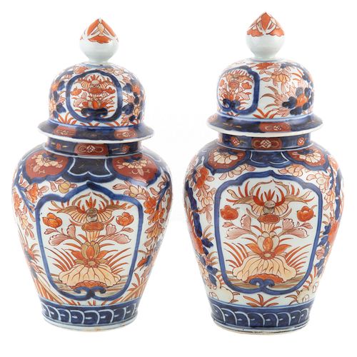 Pair Japanese Imari Porcelain Jars