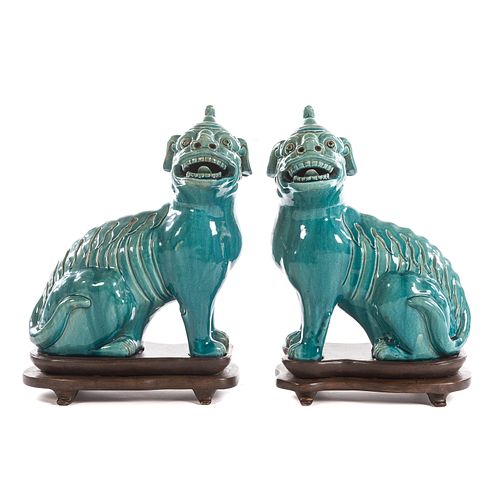 Large Pair Chinese Porcelain Guardian Dogs