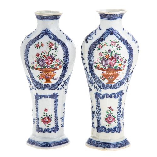Pair Chinese Export Miniature Cabinet Vases