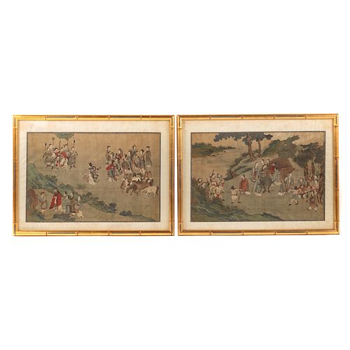 Pair of Chinese Scroll Paintings, Framed