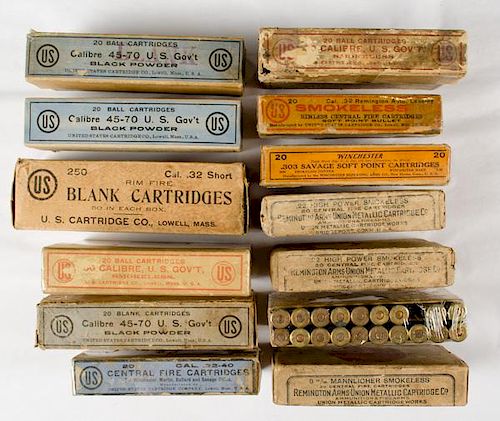 Group of Various Caliber Cartridges From Winchester, The U.S. Cartridge Company, Union Metallic Cartridge Company and Remington/UMC  