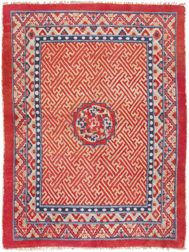 Antique Tibetan rug ,  4 ft 2 in x 5 ft 8 in (1.27 m x 1.73 m)