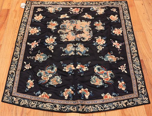 Antique Chinese Silk Textile ,  3 ft 2 in x 3 ft 7 in (0.97 m x 1.09 m)