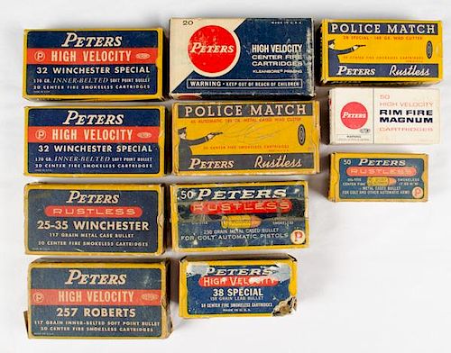 Large Group of Various Caliber Peters Ammunition 