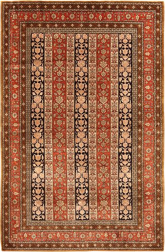 Vintage Persian Silk Qum , 4 ft 7 in x 6 ft 11 in ( 1.4 m x 2.11 m )