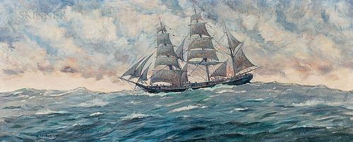 Clifford Warren Ashley (American, 1881-1947)      Under Full Sail