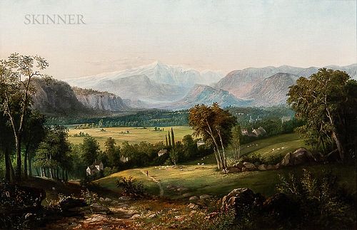 American School, 19th Century      Expansive Green Valley with Distant Snowcapped Peaks