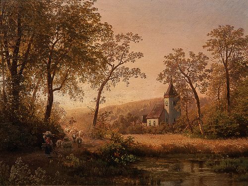 Herman Herzog (German, 1831-1932)      Sunset on the Ruhr Valley