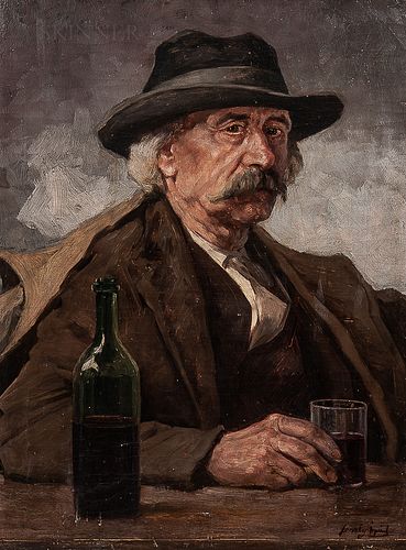 Árpád Feszty (Hungarian, 1856-1914)      Portrait of a Man with a Drink