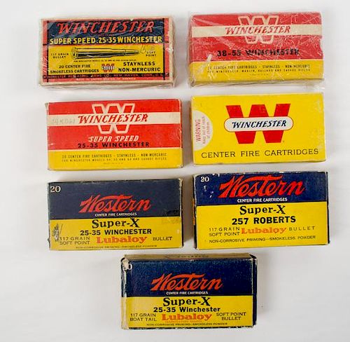 Lot of Seven Boxes of Winchester and Western Cartridges 