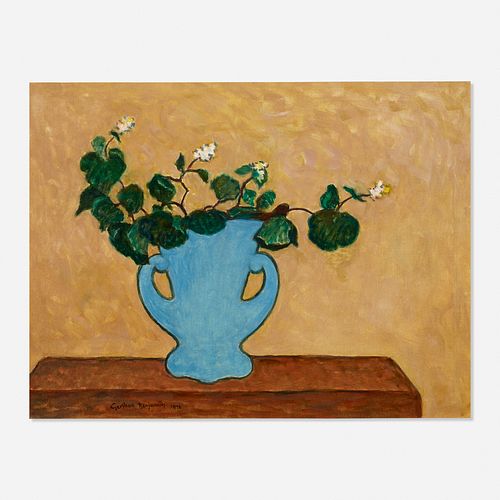 Gershon Benjamin, Begonias in a Blue Pot