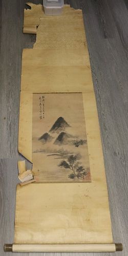 Signed Chinese Landscape Scroll Painting.
