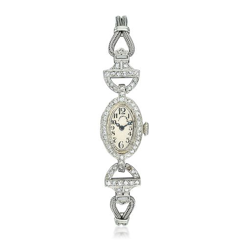 Tiffany & Co. Art Deco Diamond Watch in Platinum with Diamonds