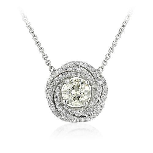 1.31-Carat Diamond Flower Pendant Necklace