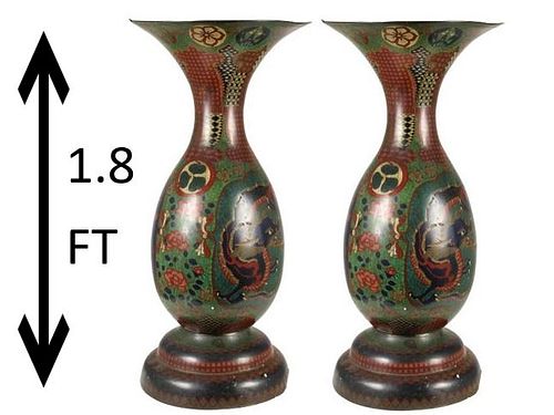 Pair of Japanese Antique Cloisonne Dragon Vases