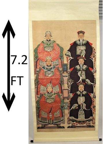 Large Antique Chinese Scroll Painting