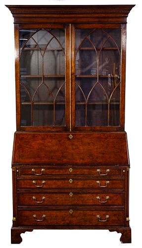 Georgian Style Oak Secretaire Bookcase