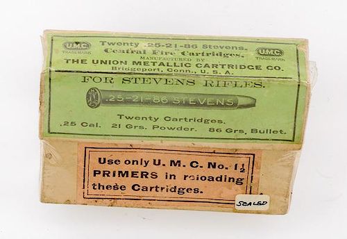 Twenty Stevens Central Fire Cartridges Manufactured by Union Metallic Cartridge Co. 
