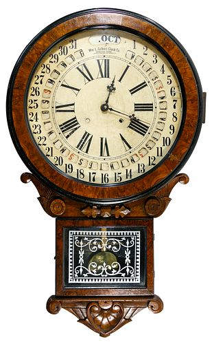 Wm. L. Gilbert Clock Company Victorian Calendar Wall Clock