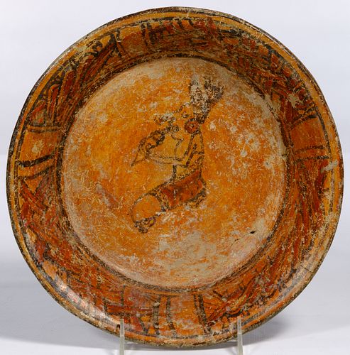 Pre-Columbian Mayan Painted Shallow Bowl